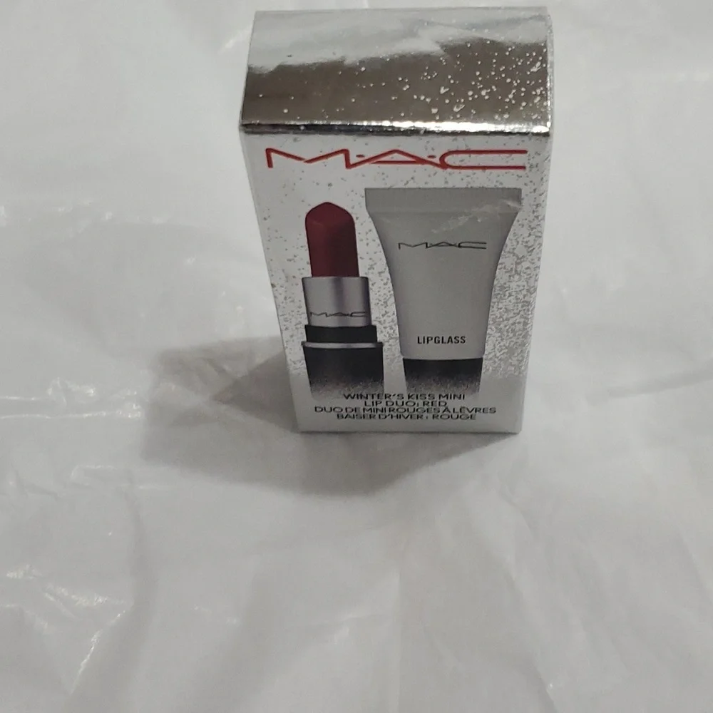 MAC cosmetics winter's kiss red matte lipstick‎ & lipglass mini lip duo new